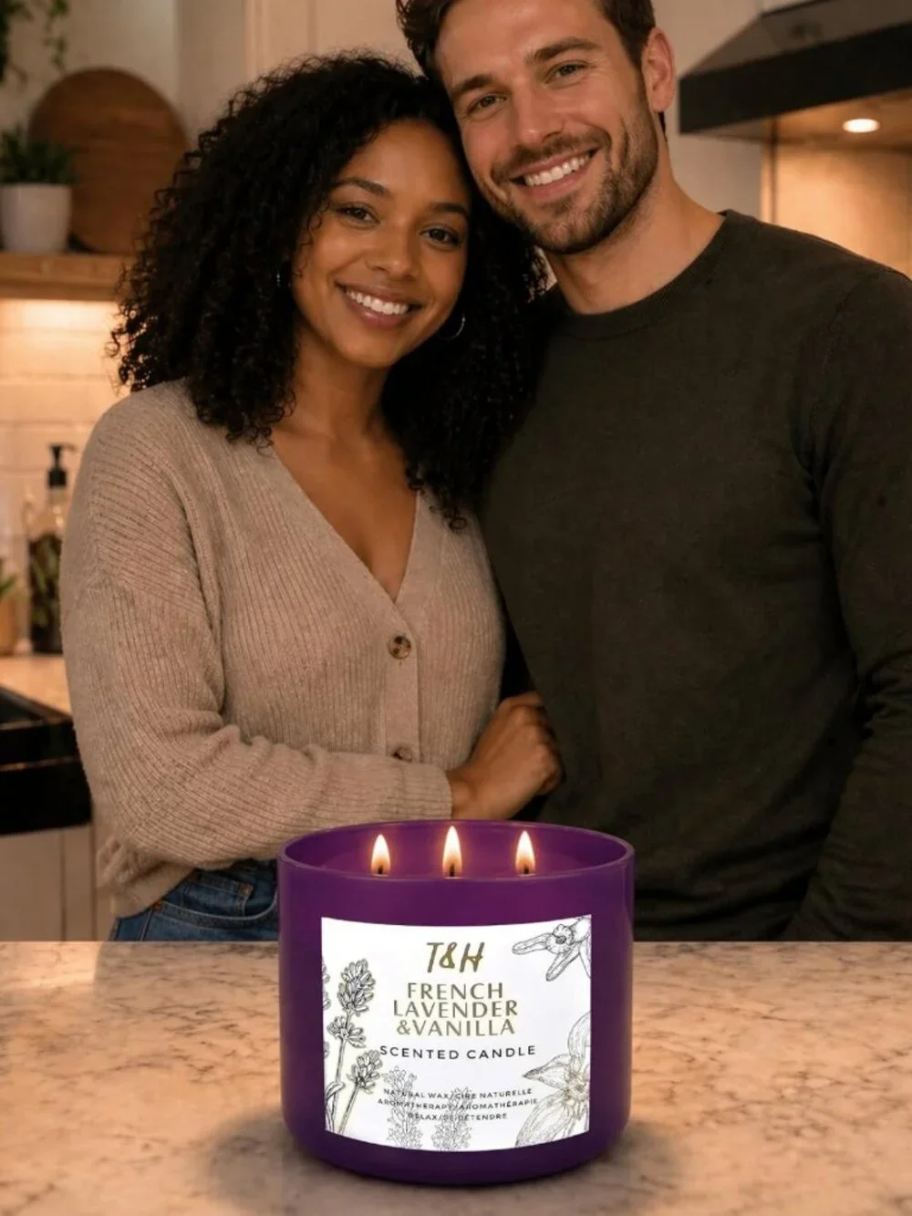 Large 3-Wick French Lavender Vanilla Soy Candle | Relaxing Aromatherapy Gift